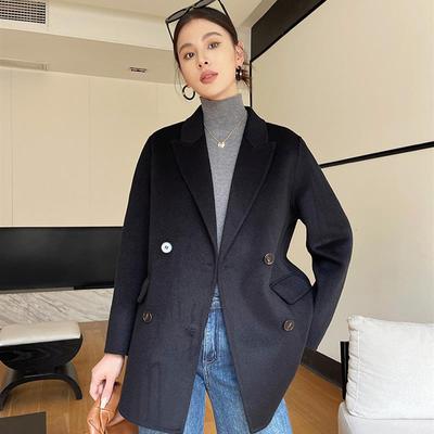 24年新款双面羊毛大衣女小个子中长款801双排扣西装修身时尚