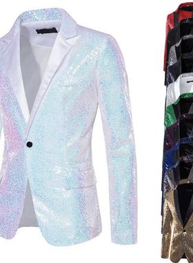 西装男外贸演出礼服亮片欧码西服夜店男装主持司仪影楼欧美男外套