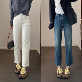 直筒牛仔裤女长裤05欧美风复古高腰舒适休闲百搭直筒烟管裤牛仔裤
