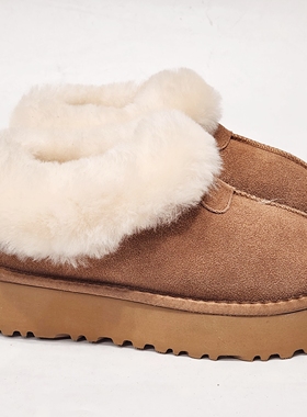 26015厚底低帮雪地靴女羊皮毛一体2024年新款一脚蹬冬季毛毛棉鞋