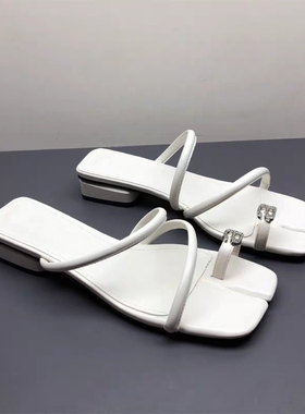 35026特价清版一字拖鞋女夏外穿配裙子细带露趾分址鞋拖