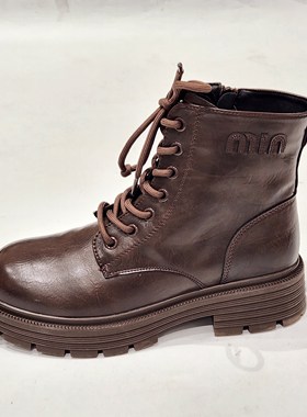 76059特价清版圆头粗跟时装靴女靴子短靴马丁靴工装靴机车靴