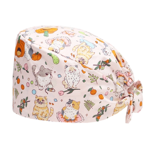 裕平鸟手术帽女纯棉护士帽手术室印花帽牙科医生工作帽夏季圆帽男