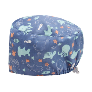 裕平鸟手术帽女纯棉手术室专用帽子透气吸汗口腔医生圆帽调节扣男