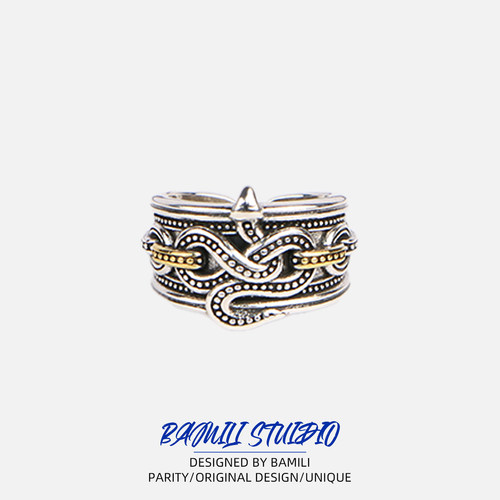 BAMILI缠绕灵蛇复古学生党开口戒