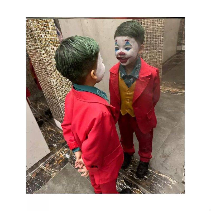 万圣节儿童服装JOKER杰昆菲尼克斯小丑西装COS服男女童表演服套装