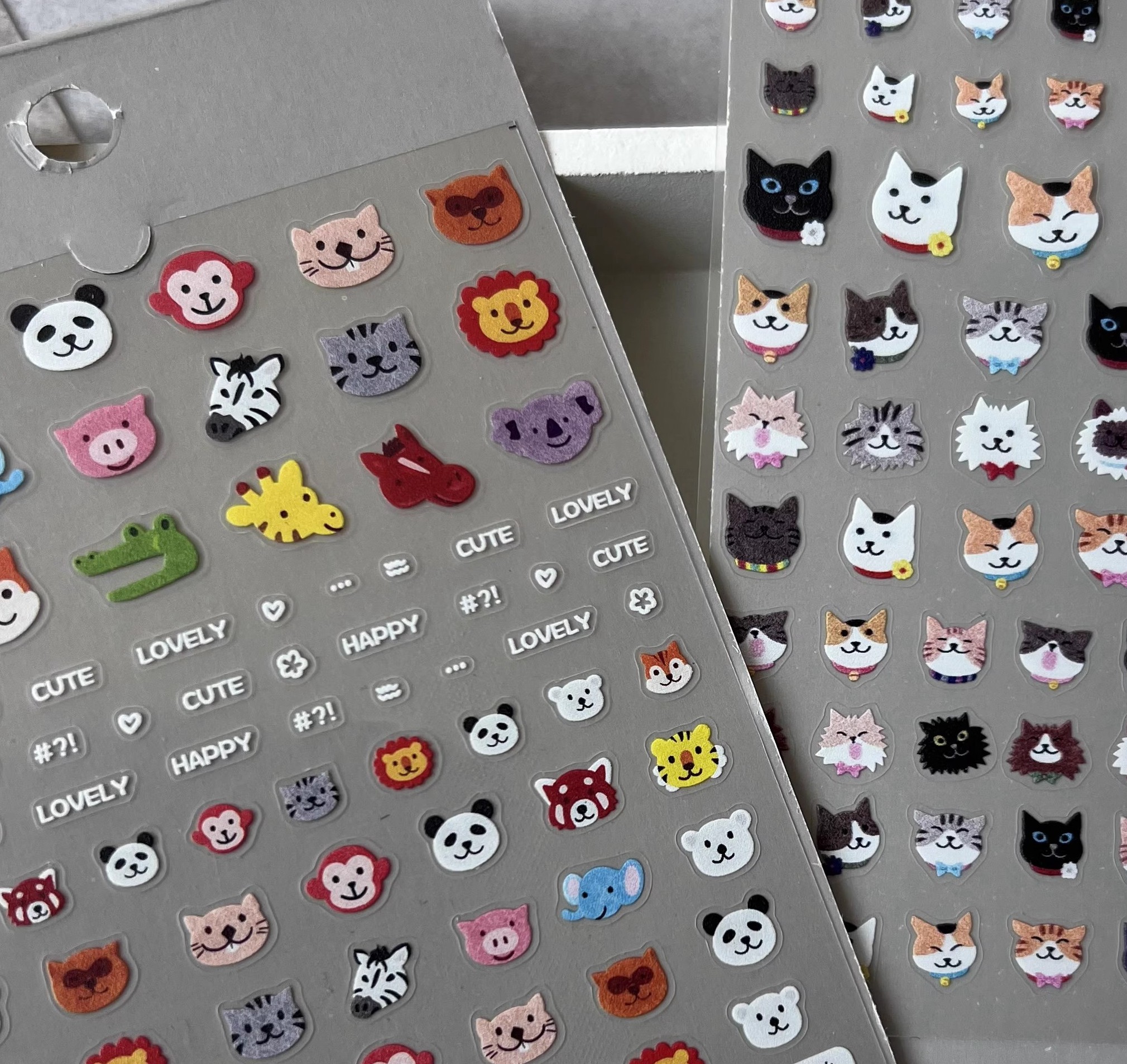 卡通可爱熊猫猴子动物园美甲贴纸 薄韧款猫咪老虎指甲贴装饰