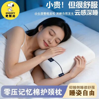 史努比慢回弹记忆棉枕头护颈椎助睡眠单成人学生宿舍酒店专用枕芯