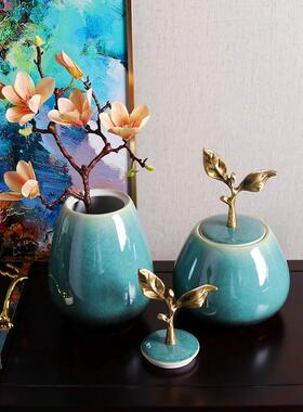 新中式美式景德镇玄关花瓶摆件工艺品客厅酒店民宿装饰花插陶瓷