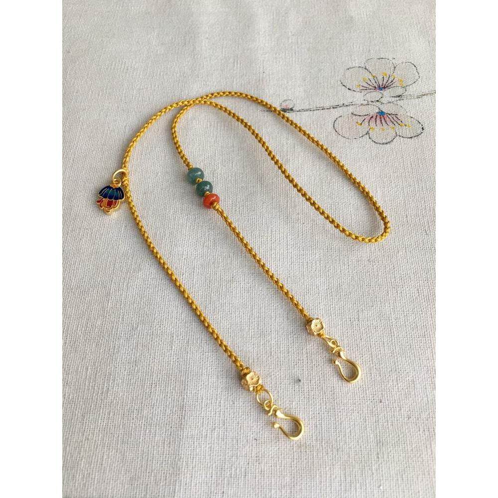 手工编织双耳绳子黄金长命锁项链高端沙金如意锁包吊坠绳金锁编绳