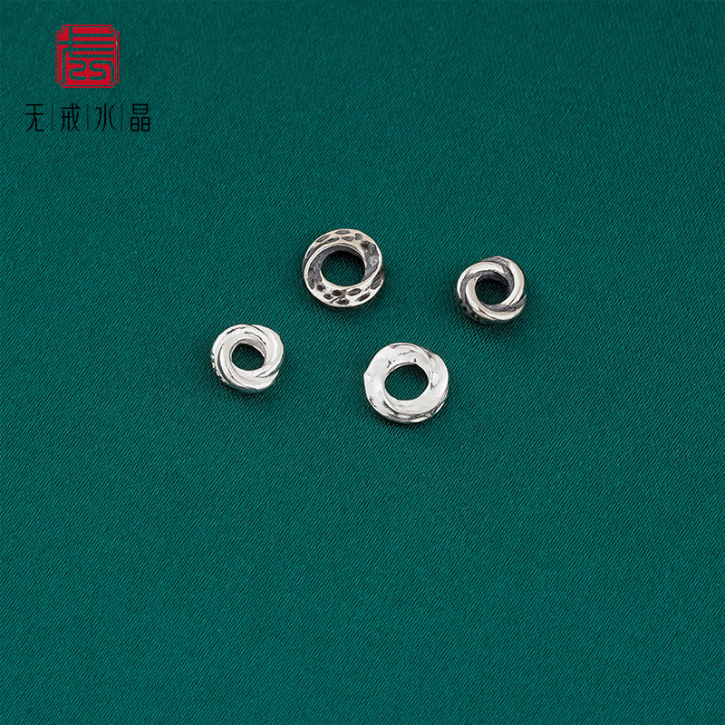 『无戒』S925纯银扭纹跑环闭口圈复古祥云卡环手串手工银盘缠配件