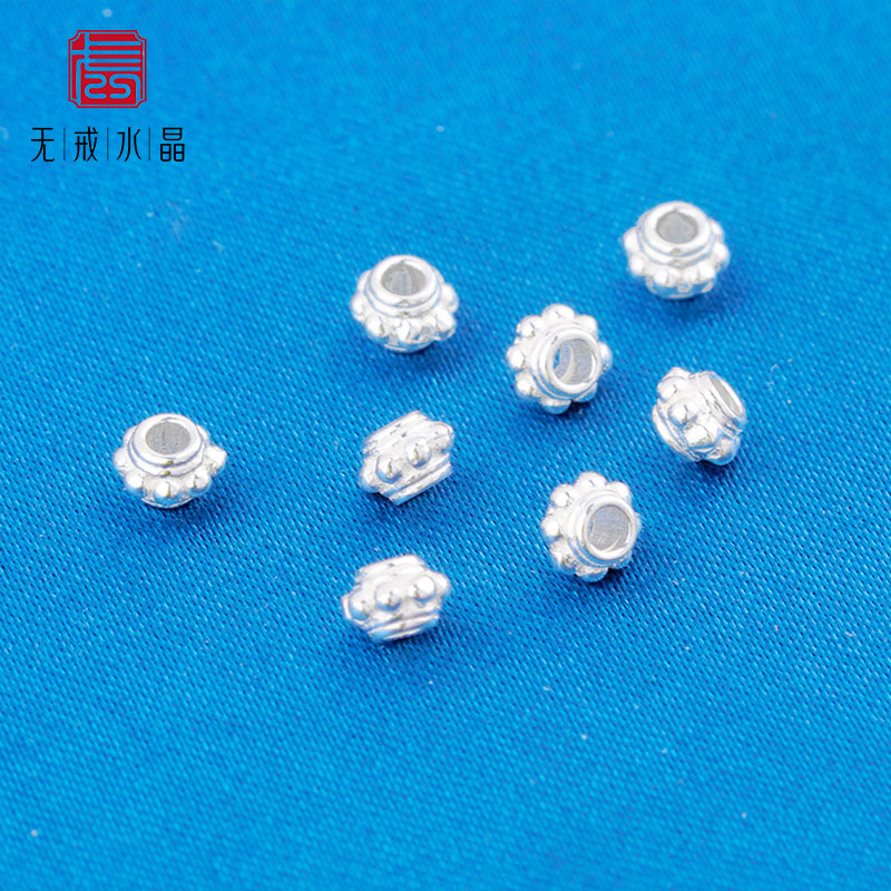 『无戒』S925纯银齿轮珠素银散珠隔珠diy穿手链项链佛珠文玩配件