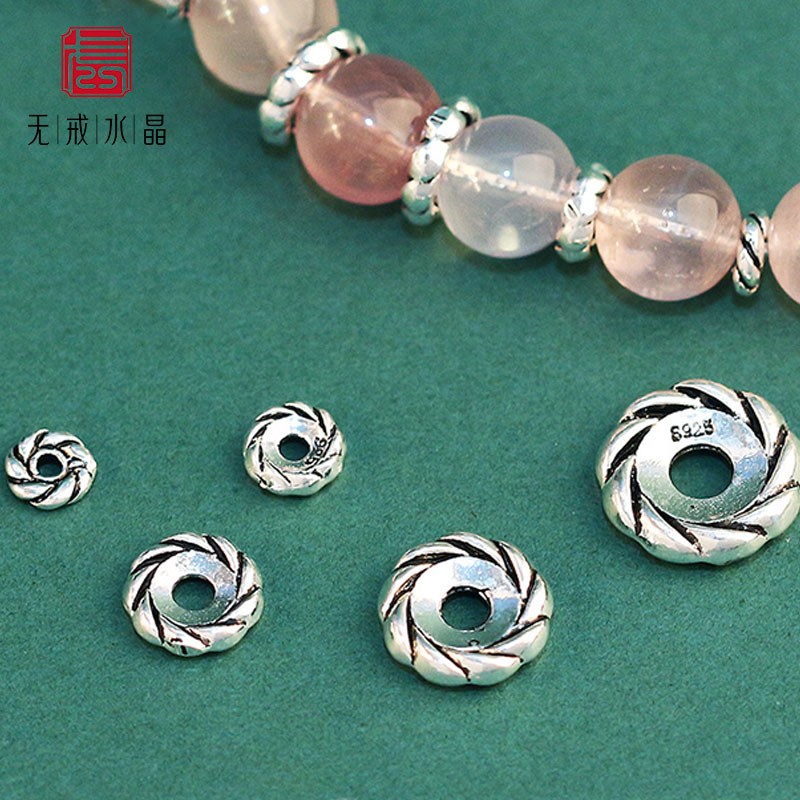 『无戒』S925纯银复古隔片垫手串佛珠凤眼小金刚星月菩提银饰配件