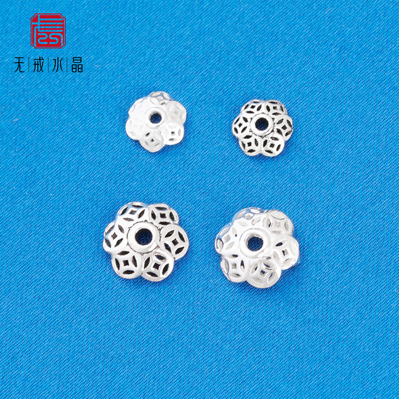 『无戒』s925纯银铜钱花托垫片隔珠配件diy编织串珠手链银饰配件