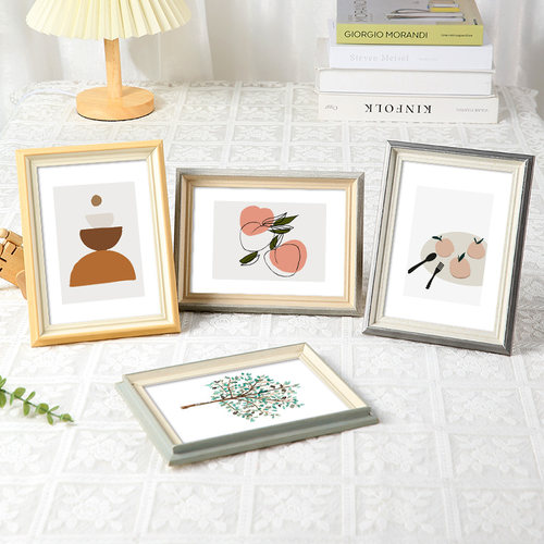 简约相框摆台六6七7八8寸照片装裱画框挂墙4K8k开A4纸儿童油画棒