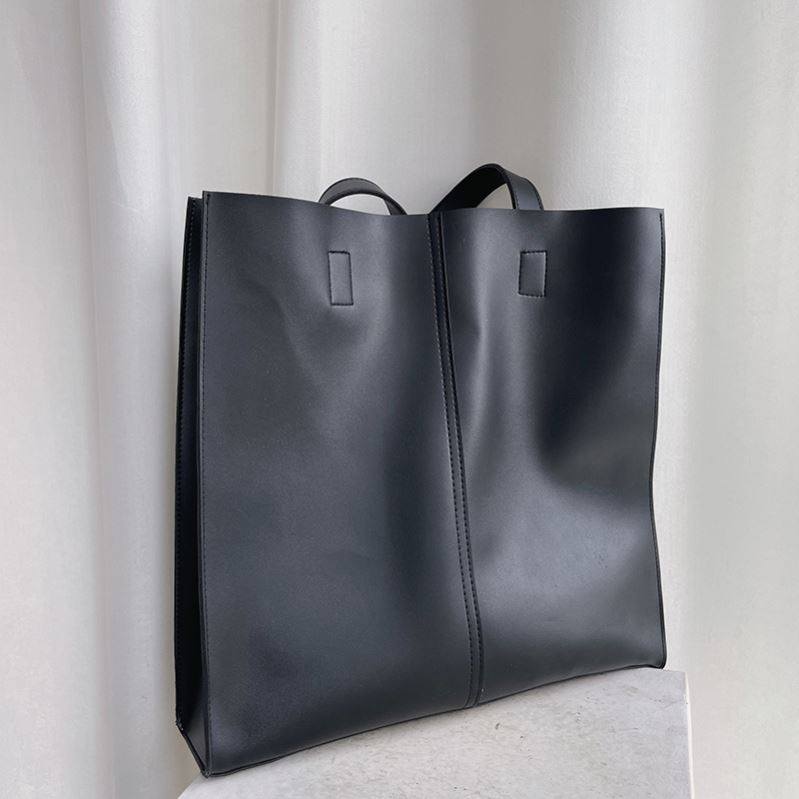 极简风韩版通勤斜挎包ins潮流大容量托特手提包袋皮质单肩大包男