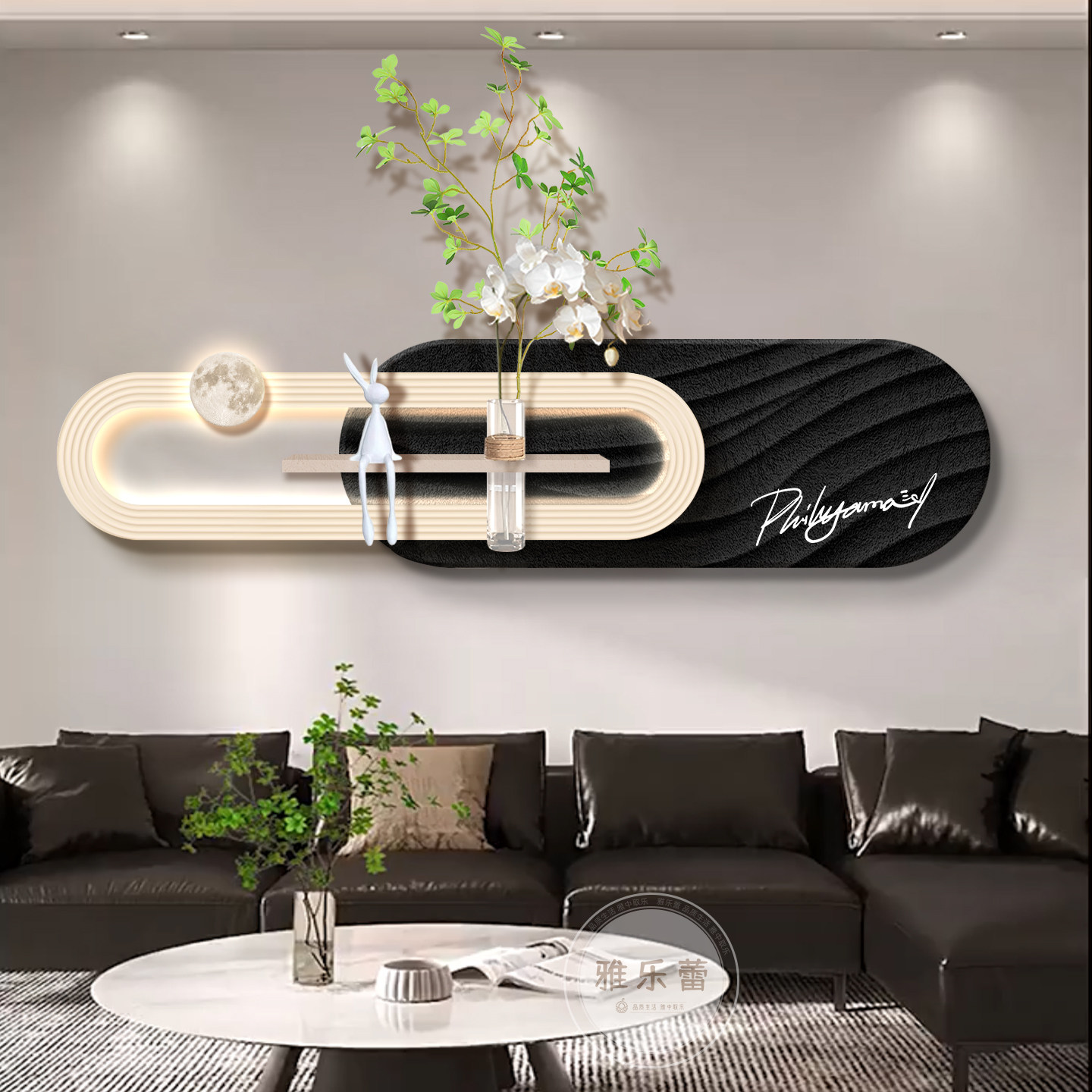 现代极简客厅装饰画2026新款蝴蝶沙发背景墙挂画大白墙立体壁画灯