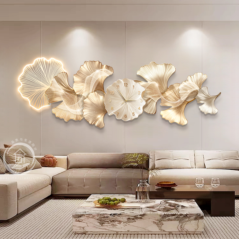 轻奢钟表挂客厅装饰画高