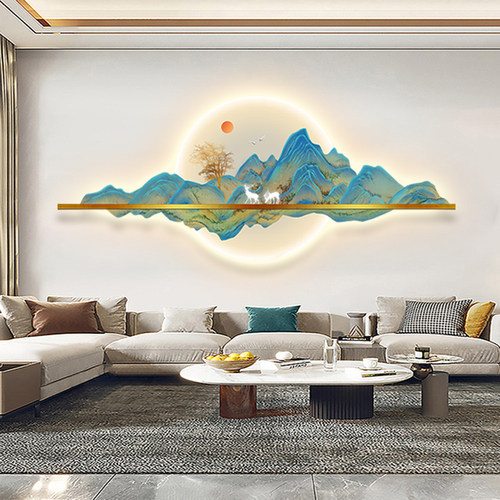 千里江山图客厅装饰画led灯画