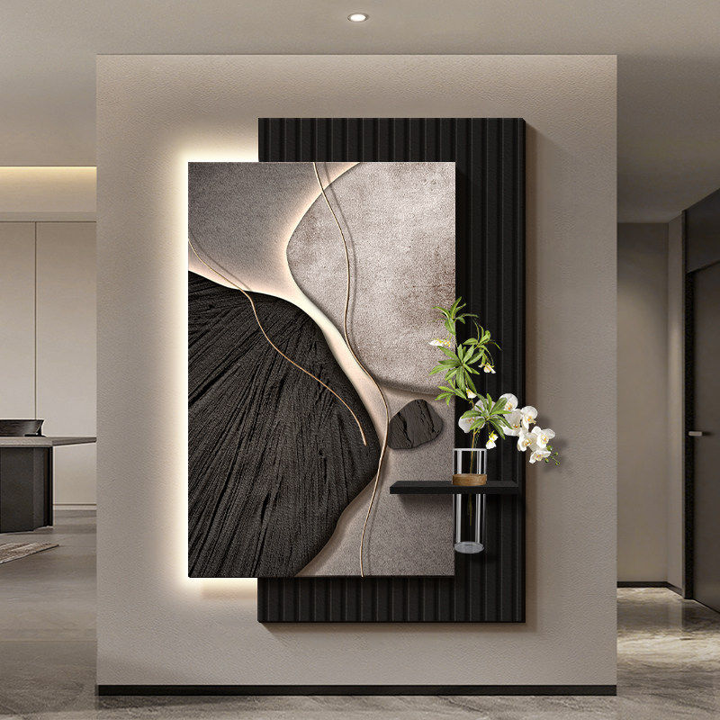 石来运转玄关装饰画抽象轻奢壁画2025新款高级感入户走廊过道挂画