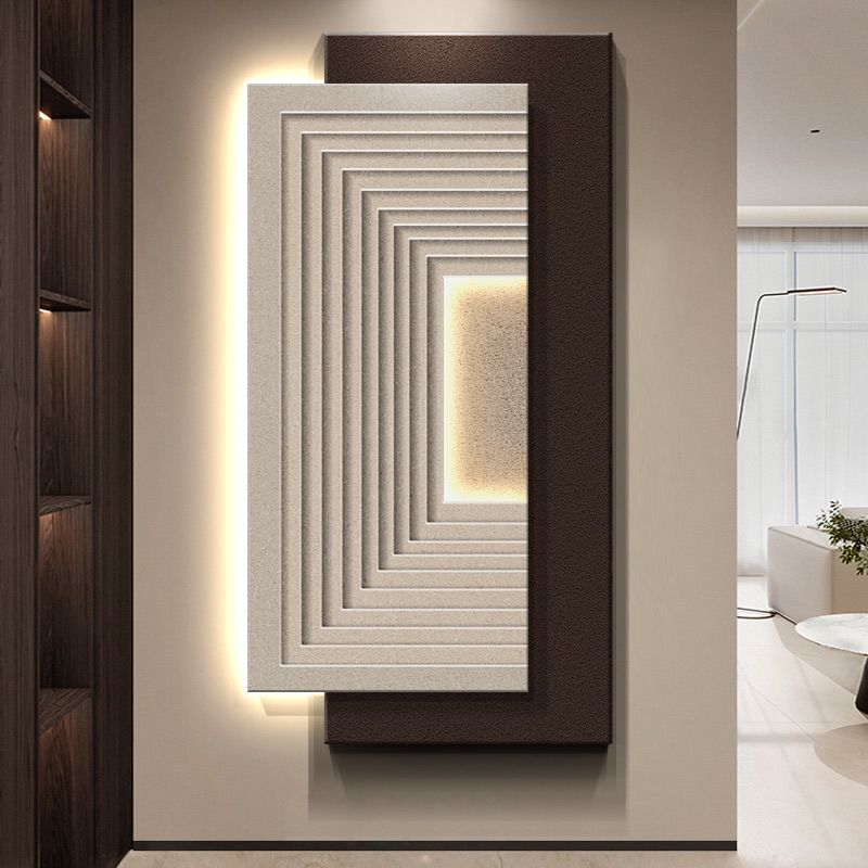 意式极简玄关装饰画双层立