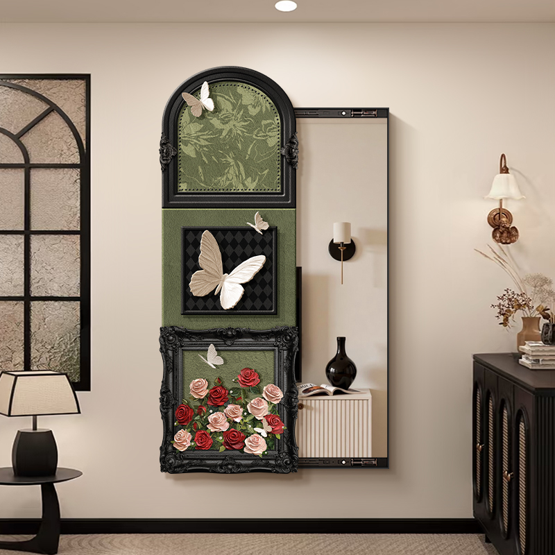 中古风推拉隐藏式全身镜玄