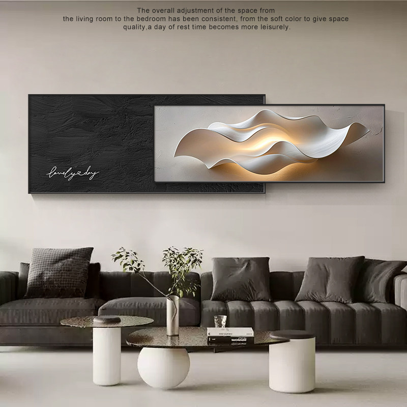 黑白抽象艺术客厅装饰画轻奢高级感沙发背景墙挂画2026新款叠加画