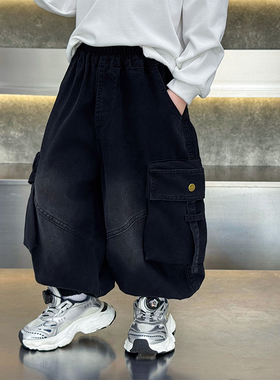 男童痞帅风牛仔裤春秋装2026新款儿童宽松裤子小童休闲阔腿长裤潮