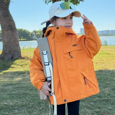 女童夹棉冲锋衣秋冬款2025新款宝宝三防外套儿童三合一可拆卸衣服