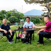 科烘柴火炉户外便携可拆卸圆形网桌子配庭院子碳钢可折叠家用大号