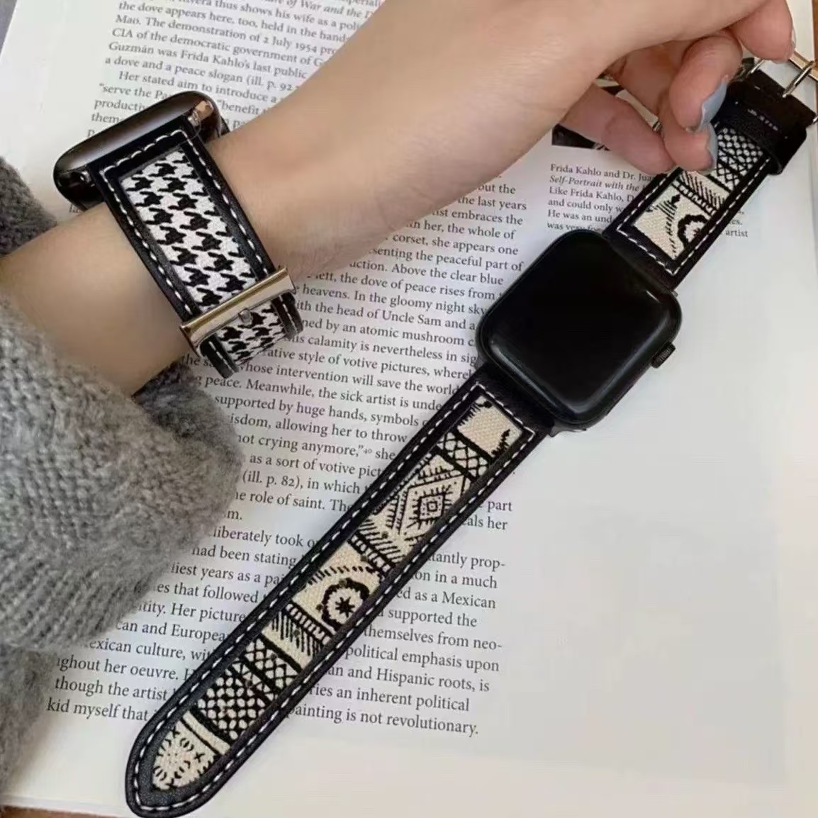 DZ表带高级感千鸟格雕花表带abc