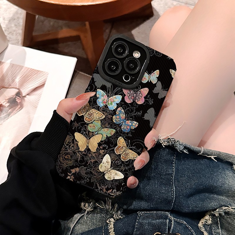 简约炫彩蝴蝶硅胶壳适用防摔