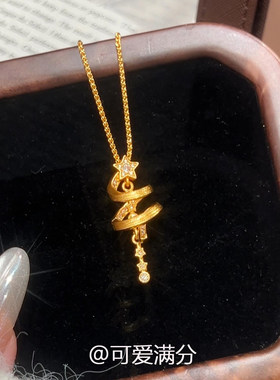 S925纯银金色星星流苏圣诞树项链女款轻奢小众2025新款爆款毛衣链