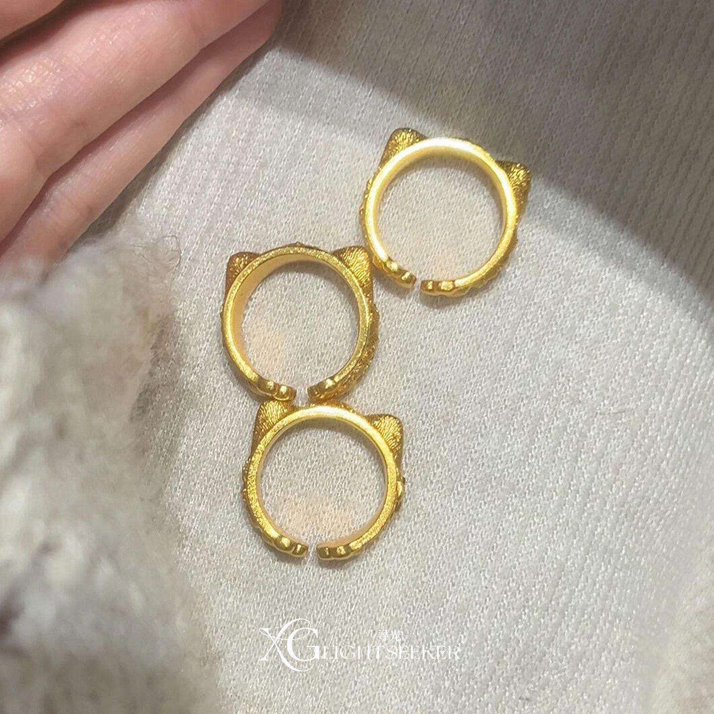 s925纯银金色猫爪戒指女款甜美小众设计食指戒轻奢高级感气质指环