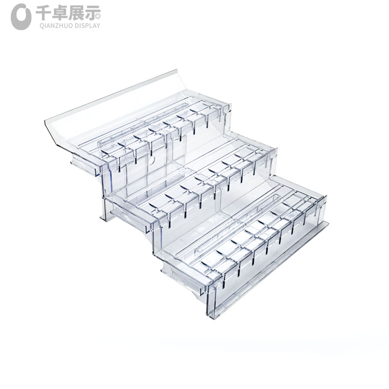 超市冷风柜陈列阶梯展示台透明多层生鲜架风幕柜陈列支架透明支架-封面