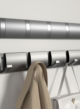 折叠隐形门后衣帽挂钩卫生间免打孔枪灰色挂衣钩试衣间玄关墙壁钩