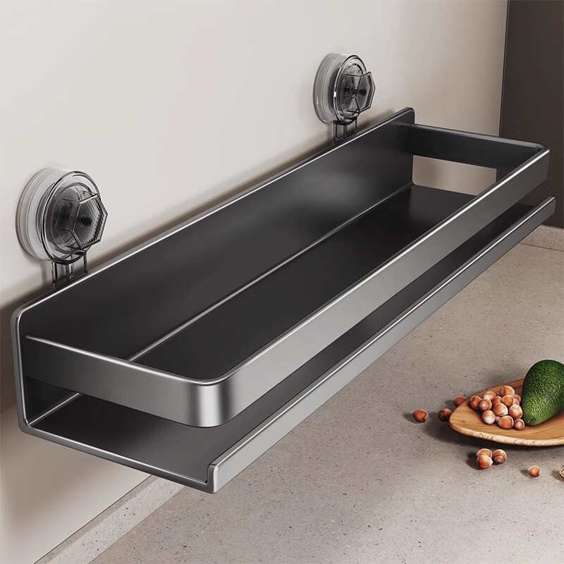 新疆包邮厨房吸盘置物架免打孔壁挂式调料瓶墙上调味料架收纳家用