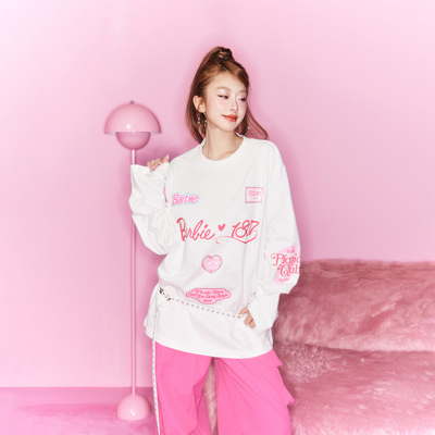 1807Barbie联名印花炒洗长袖