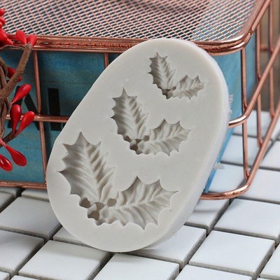 Christmas Holly Decoration Fondant Cake Silicone Mold Chocol