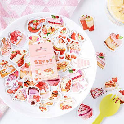 46pcs/box Dessert Strawberry Cake paper sticker decoration s