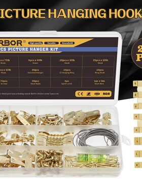 JERBOR 283PCS Picture Hook Hanger 适用于 Picture Frame Woode