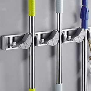 Mop Broom Holder Wall Mount Metal Pantry Organization and St