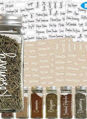 8pcs Spice Label Combo Black and White Preprinted Labels 适