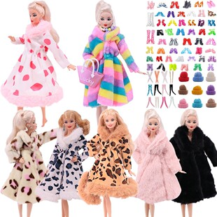 Barbies Dress 2 Pcs/Set (Free Shipping)=1 Plush Coat + 1 Hig