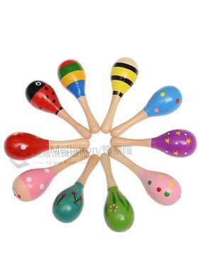 Kids Sand Hammer Wooden Maraca Rattles Multicolor Musical Ba