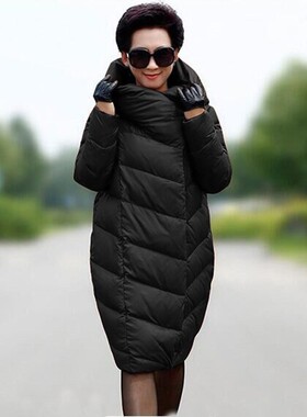 New big yards loose cocoon Women's  down jacket black red br