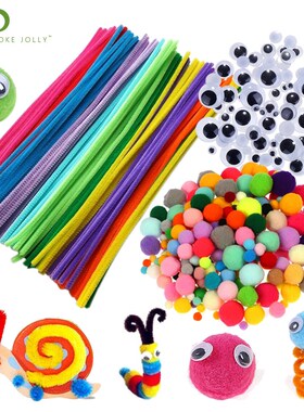 Plush Stick / Pompoms Rainbow Colors Shilly-Stick Educationa