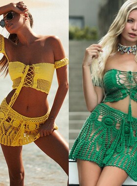 Hand Crochet Florens Skirt Women Swimwear Sexy Beach Bikini