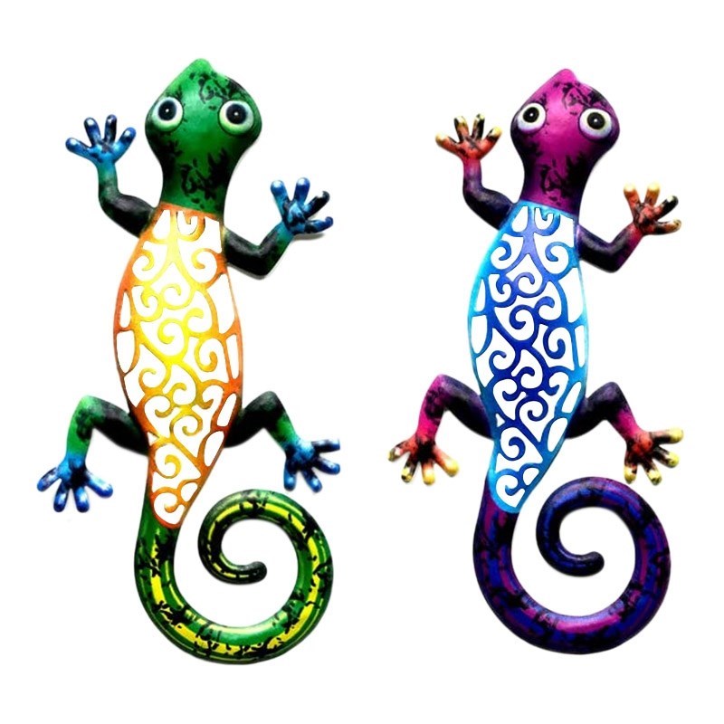 2Pcs Farmhouse Wall Decor Gift Patio Fence Metal Gecko 饰品/流行首饰/时尚饰品新 其他DIY饰品配件 原图主图