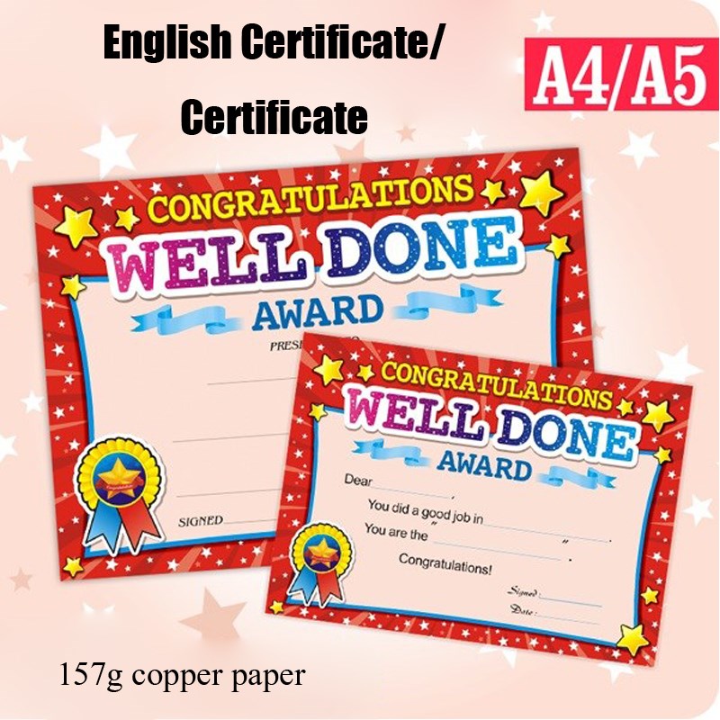 50PCS Quality English Certificate Awards Commendation Teachi